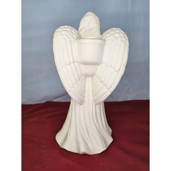 Angels Candle Holders Set of 3 PARTYLITE White w/Harp & Lute 1980s Mantel Decor - Picture 8 of 15
